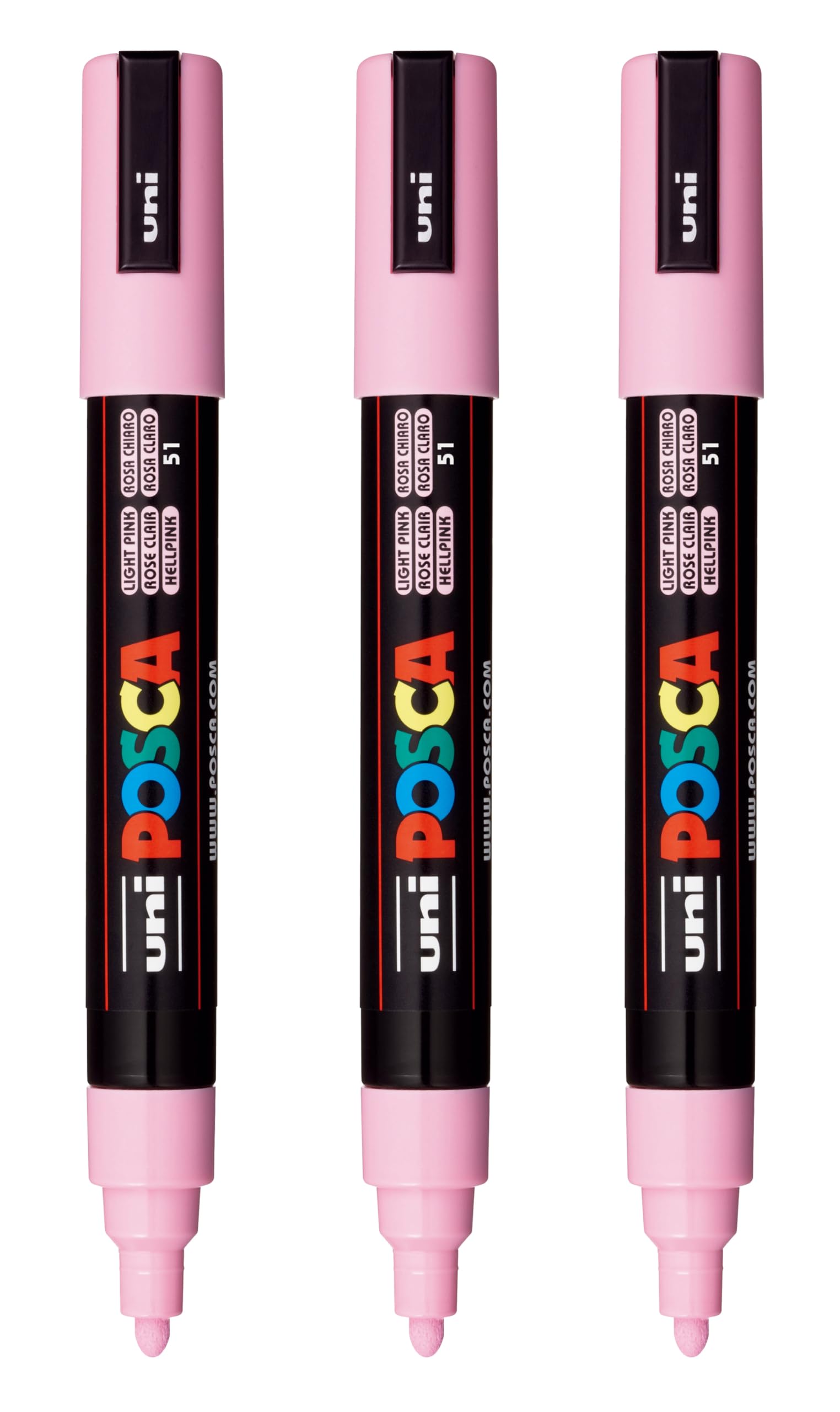 posca PC-5M Water-Based Paint Markers, Reversible Medium Tip (1.8-2.5mm), Light Pink, 3 Count