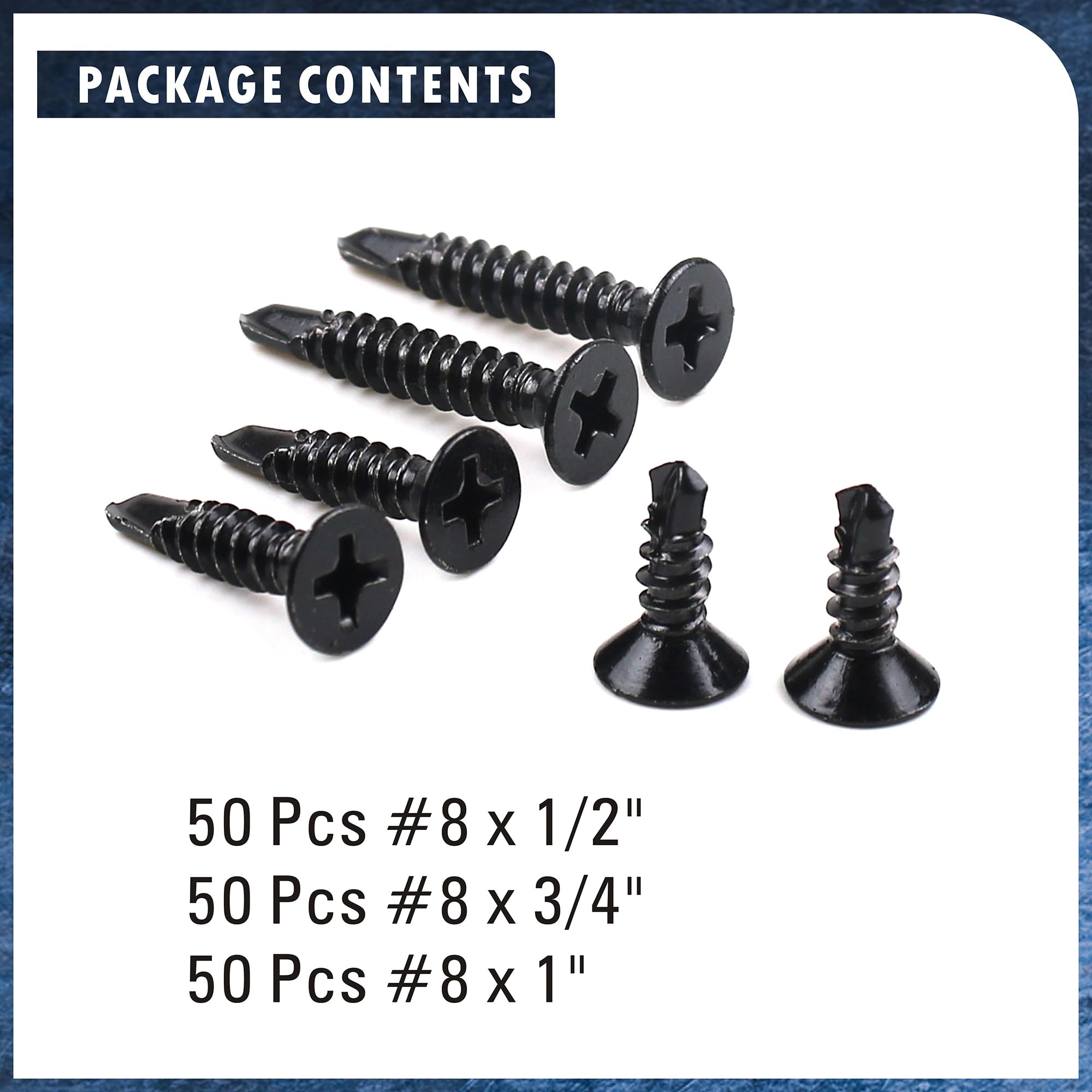 350 Pz Viti Autofilettanti, Autoperforanti Nere, A Testa Piatta 803269 350 Pz Viti Autofilettanti, Autoperforanti Nere, A Testa Piatta 803269