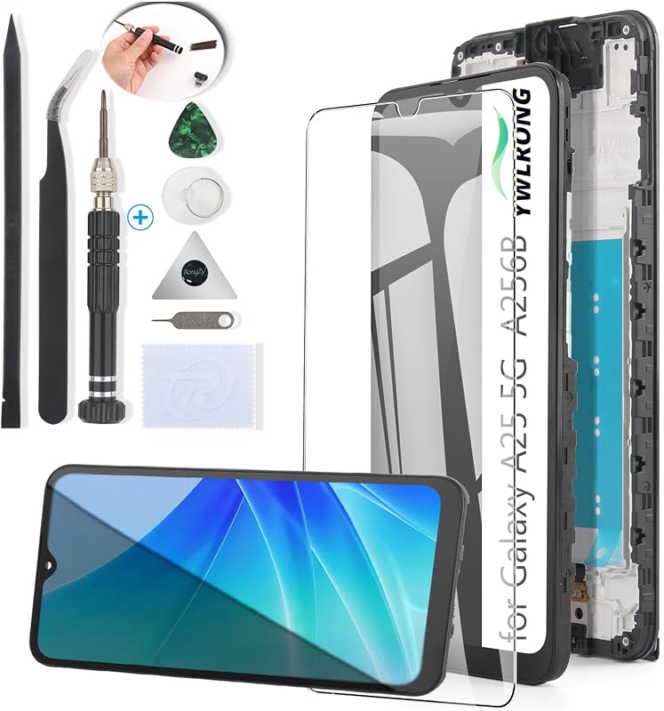 for Samsung Galaxy A25 5G Screen Replacement for Samsung A25 A256U LCD Display Touch Screen Digitizer Assembly Replacement with Tools（(with Frame)）