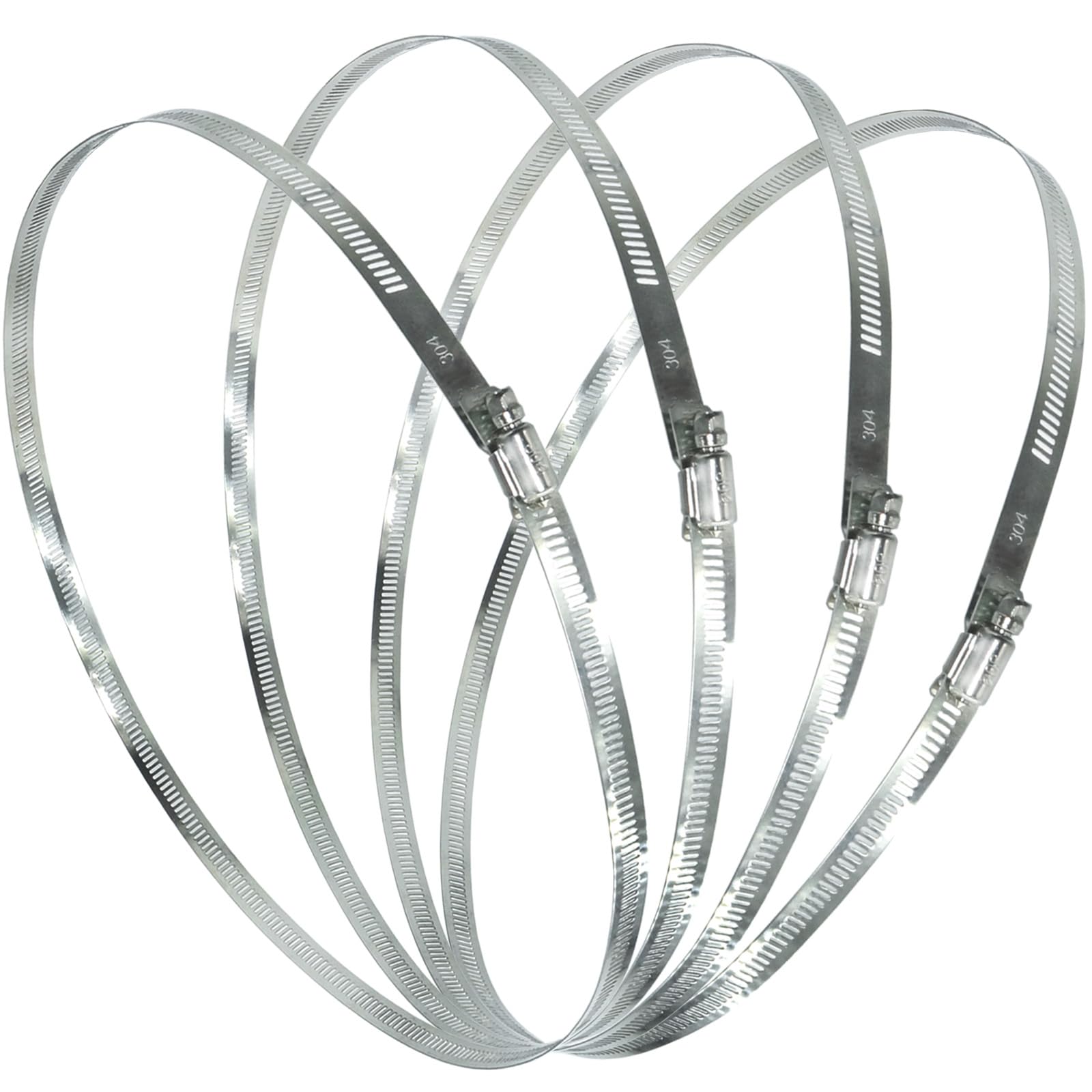TEXNINC 4Pcs 23.6-Inch/600mm (Diameter) Large Hose Clamps Stainless Steel | Adjustable Worm Gear, Heavy Duty Metal Band Clamps, Securing Pipes & Tubes