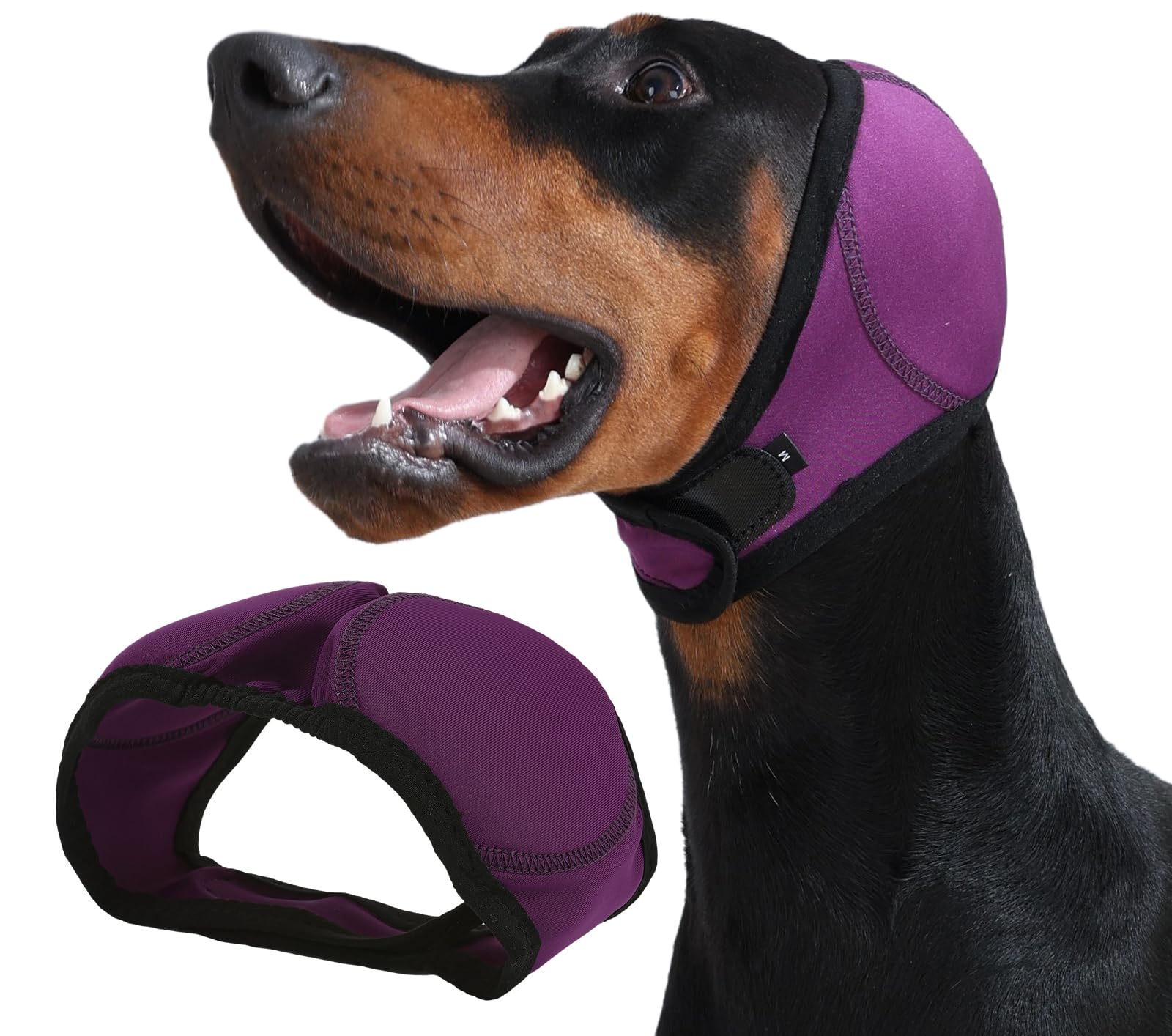 Dog Ear Muffs & Swim Cap and No Shake Ear Wrap for Bathing, Hematoma, Drying & Noise Anxiety Relief - Elastic Waterproof Ear Protection with Calming Hoodie for Grooming