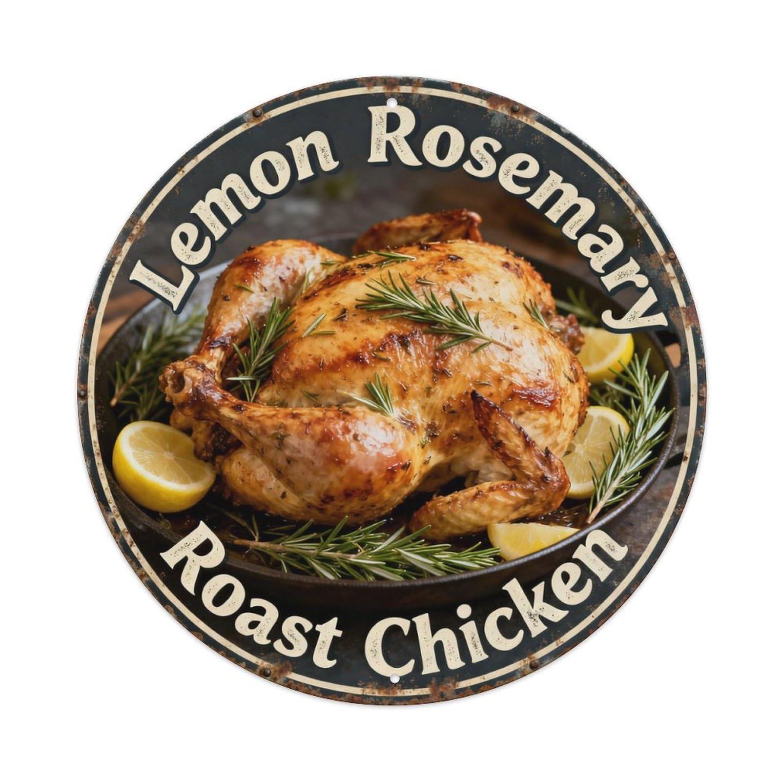 Lemon Rosemary Roast Chicken Metal Tin Sign Plaque