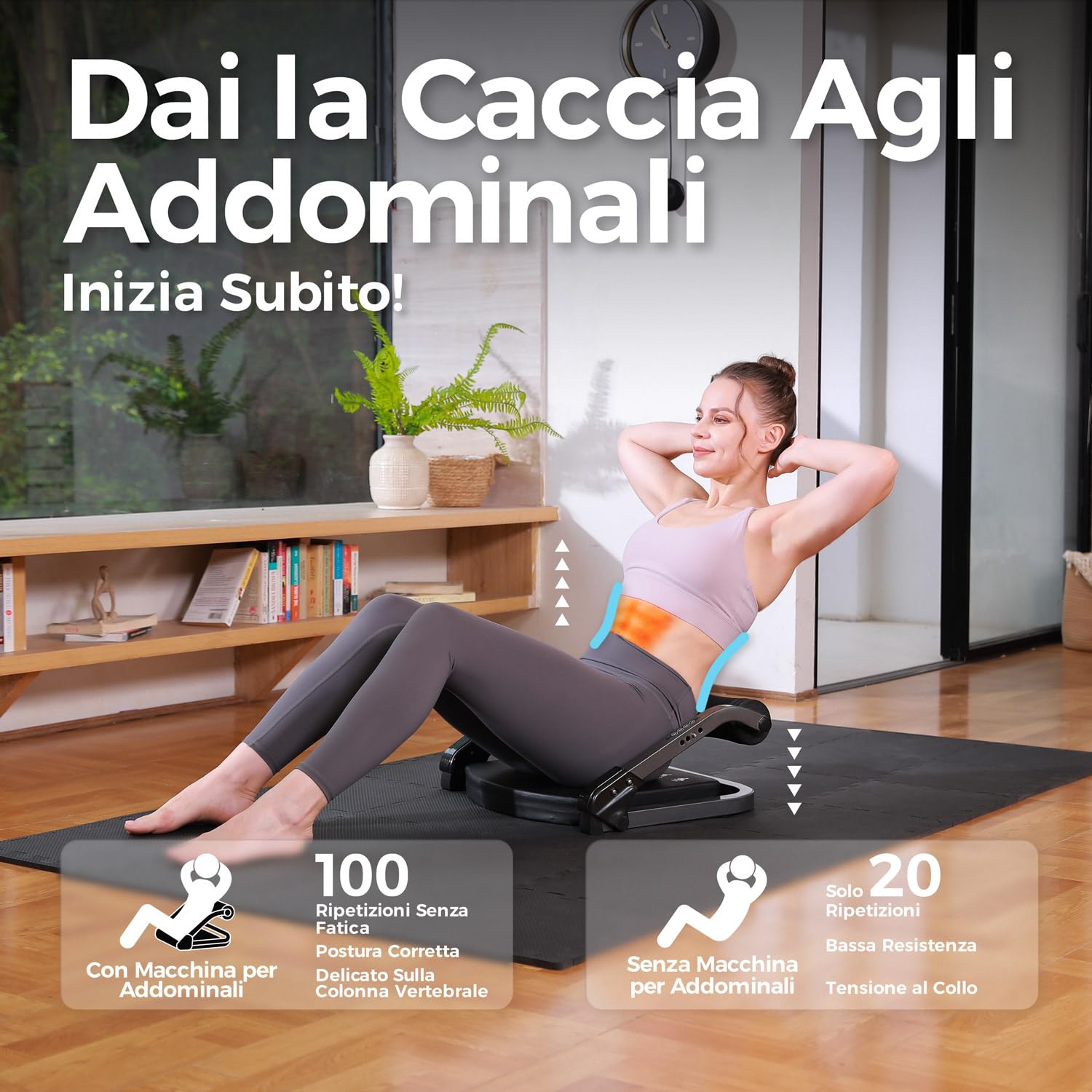 AIRHOP attrezzo addominali 8-in-1 pieghevole, 4 livelli di resistenza, capacità di peso 100 kg, attrezzi per addominali a casa, macchina per l'allenamento del corpo totale per la palestra domestica