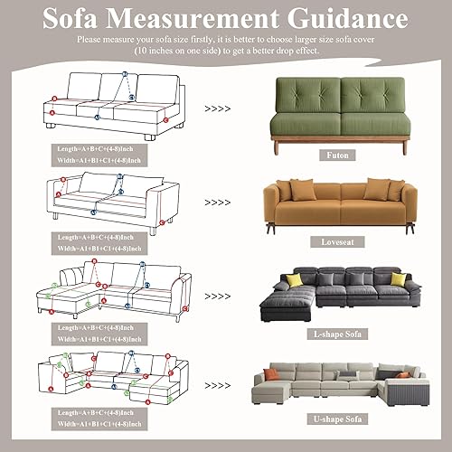 Miniatura 6 de VClife Funda de sofá bohemia de felpilla suave para sofá de 2 a 3 cojines, protector de futón a rayas beige y caqui simple para perro, protector de