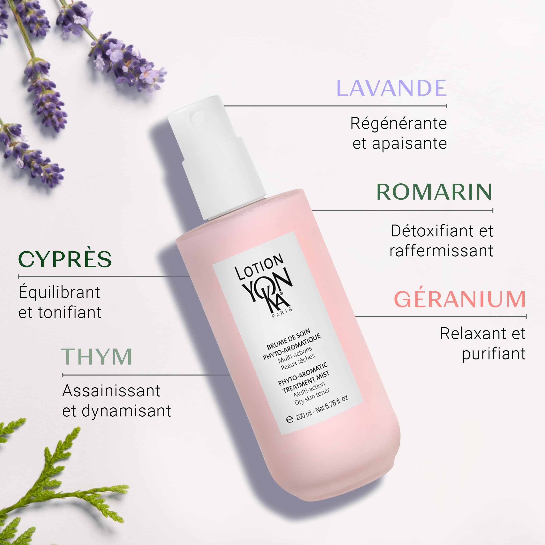 Lotion Tonique Yonka pour Peaux Sèches 200ml - Brume Vivifiante Sans Alcool - Hydrate, Purifie, Apaise et Rééquilibre - Aux 5 Huiles Essentielles - Spray Vaporisateur
