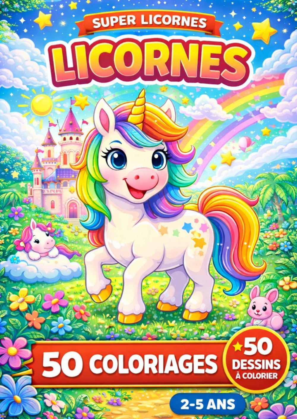 Licornes: Livre de coloriage licornes pour enfants – 50 coloriages pour les enfants de 2 à 5 ans (JemColorier)