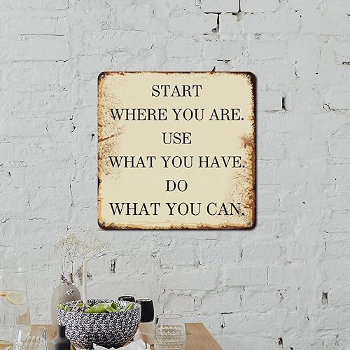 Miniatura 5 de ArogGeld Metal Sign Start Where You are Use What You Have Metal Wall Art Inspirational Saying Quotes Wall Art Home Decor Bright Wall Plaque Decor