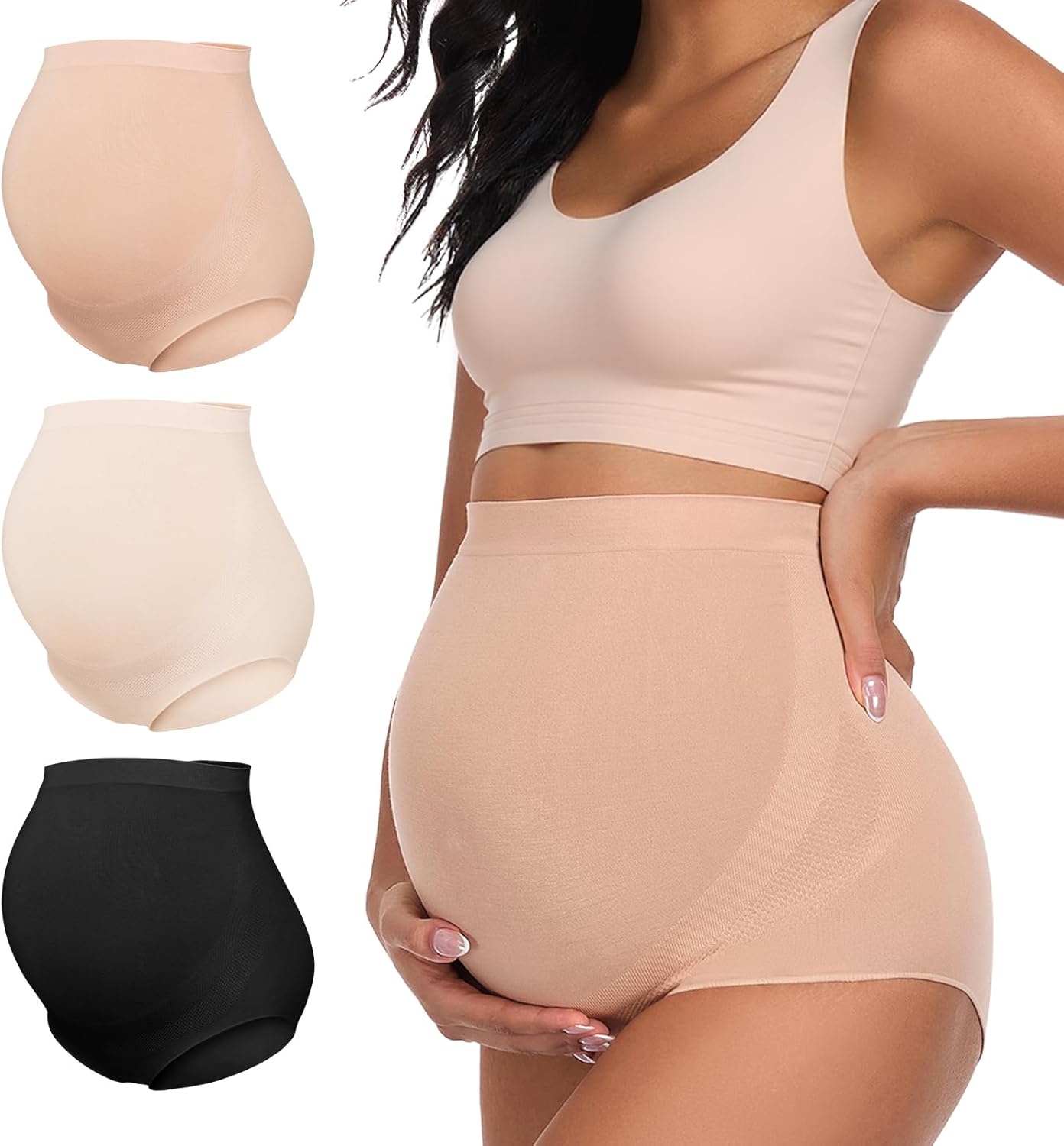 Summer Mae Maternity Underwear Soft Breathable High-Waist Pregnancy Seamless Over Bump Panties for Women