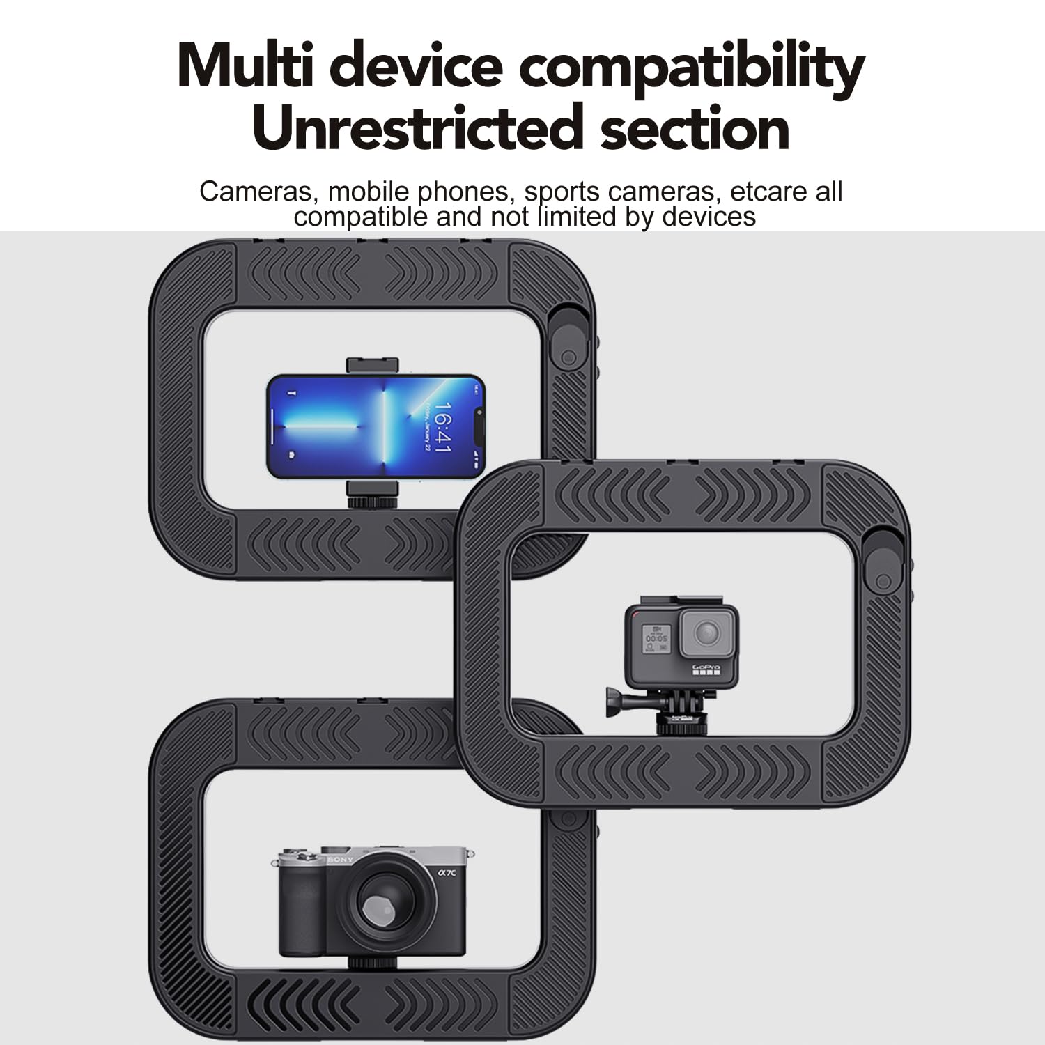 Smartphone Ring Selfie Light Kit Handheld LED Mobile Video Stabilizer Fill Lighting Rig Lights Built-in 8000mAh Battery Rechargeable for Phone Camera, YouTube, TIK tok Video Recording, Make up