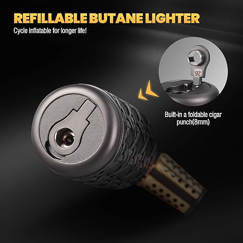 Miniatura 4 de Butane Torch Lighter, Single Jet Flame Kitchen Cooking Torch Lighters with Safety Lock, Adjustable Refillable Blow Torch for Creme Brulee, Baking,