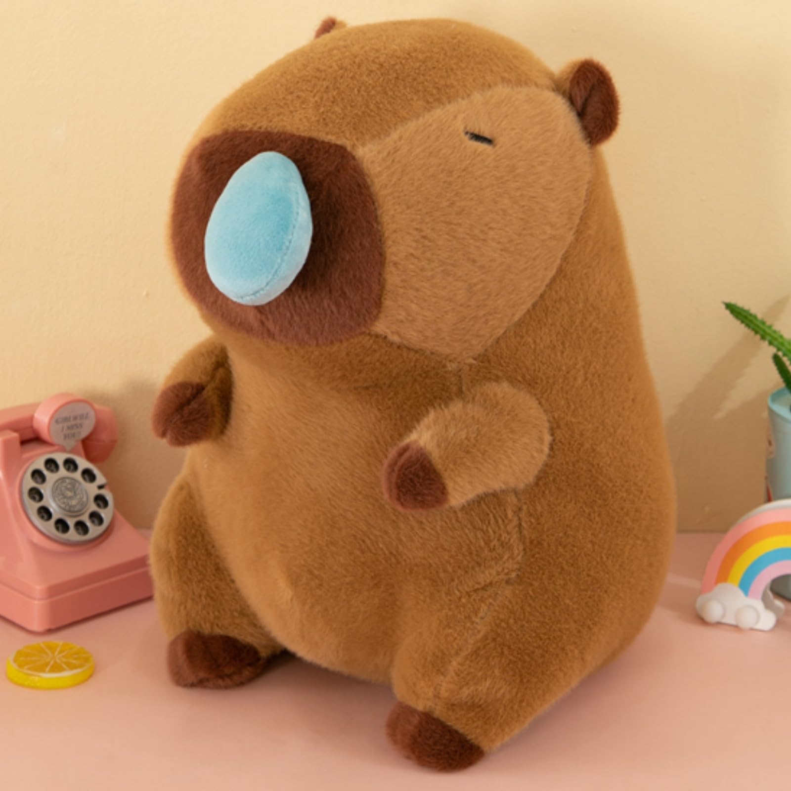 OUKEYI Capybara Plush Toy, 23 cm Capybara Stuffed Animal Doll, Cute Plushies Soft Stuffed Toy Capybara for Adults Boys and Girls Birthday (Capybara-snot)