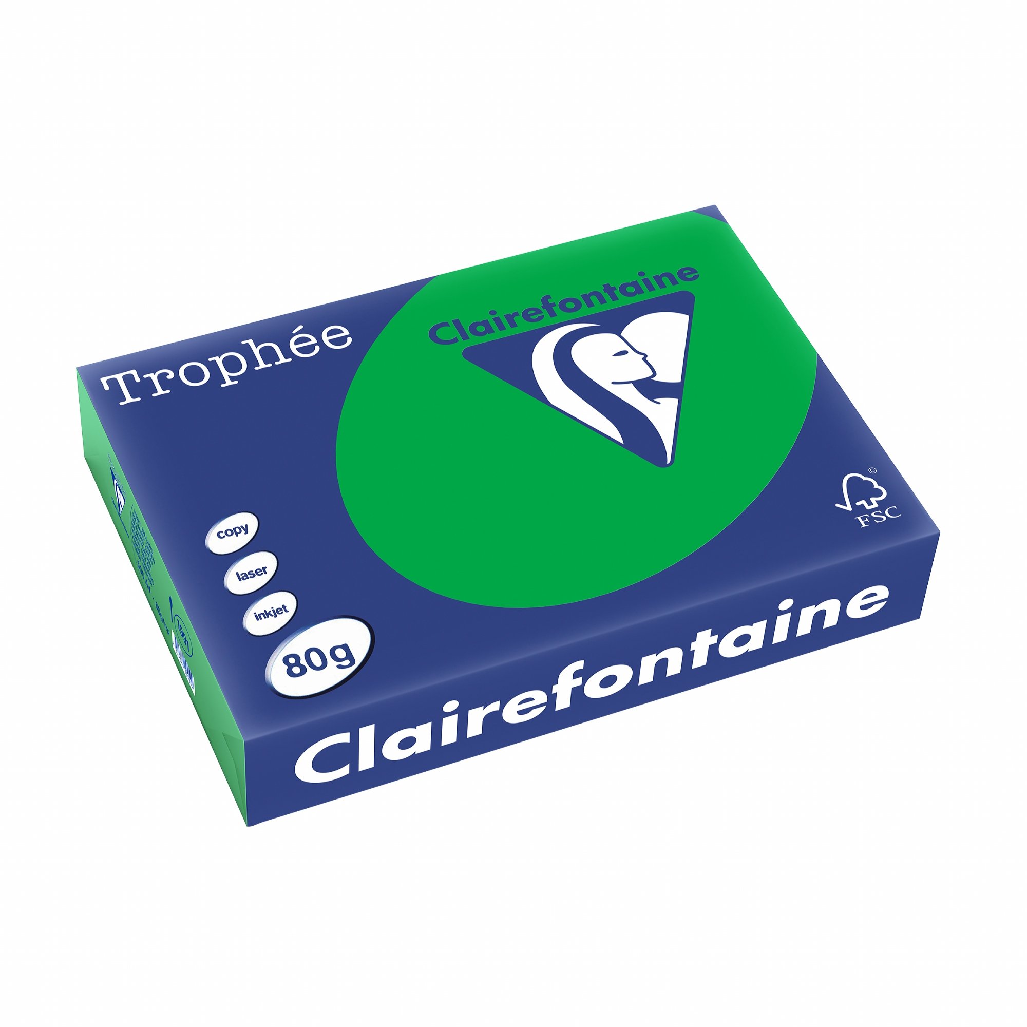Clairefontaine 1991C papier do drukarki Trophée (80 g, DIN A4 (21 x 29,7 cm), do wszystkich drukarek laserowych, kopiarek i drukarek atramentowych) 1 Ries zielony bilardowy