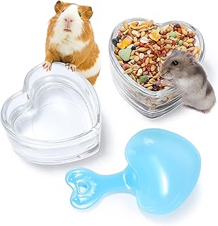 2 Pcs Hamster Food and Water Bowl, Cute Shape Grass Drinking and Eating Bowl, Transparent Food Bowl for Hamster, Guinea Pi...