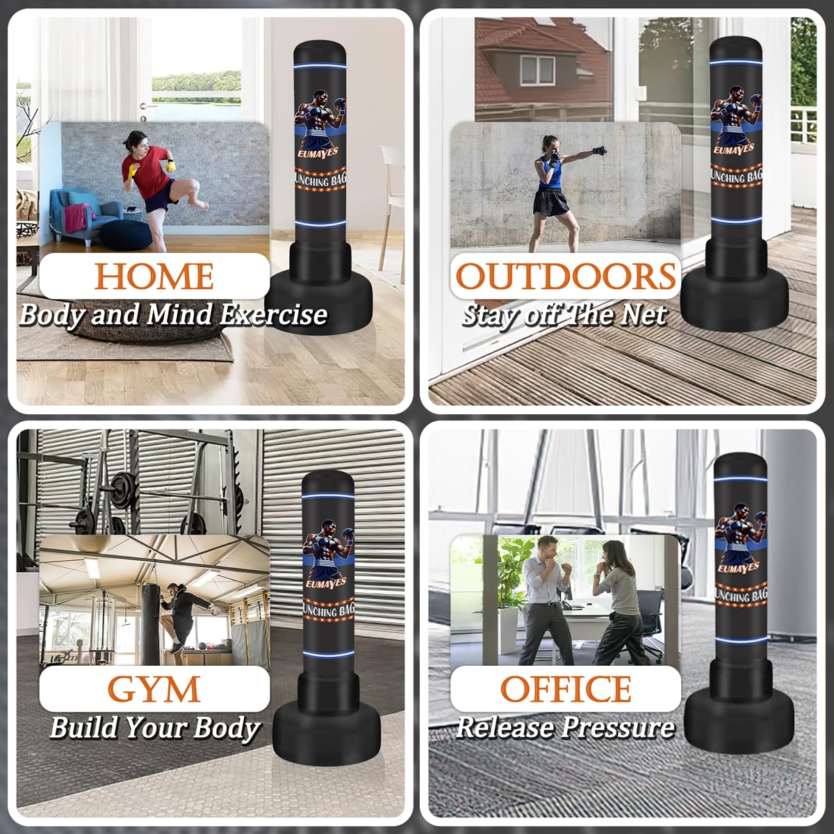 Saco de Boxeo con Soporte Adulto, 180cm Saco de Boxeo de Pie con Bomba de Aire eléctrica, Inflable Kickboxing Bolsa Independiente para Entrenamiento Taekwondo Muay Thai Principiantes
