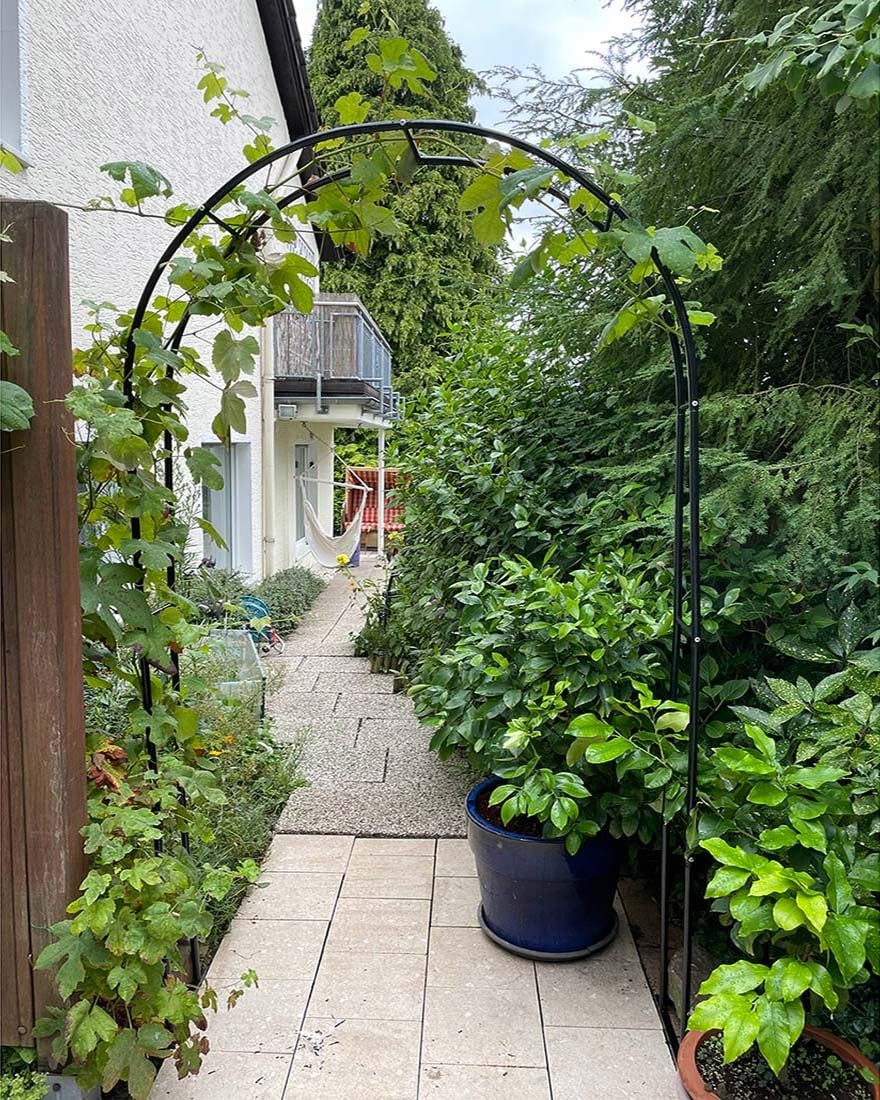 Metalowy łuk ogrodowy, altana różana na wesela, pera zewnętrzna, łuk kratowy do roślin pnących, 200-220 cm wysokości x 80-350 cm szerokości, czarny, dekoracja ogrodowa