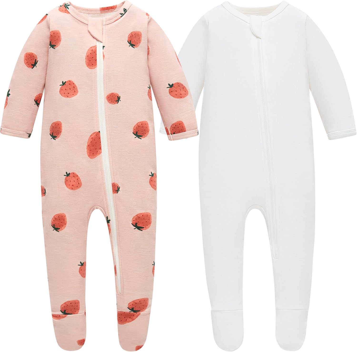 Owlivia Organic Cotton Baby Pajamas, Boys Girls Zip Front Sleep 'N Play Pjs, Footed Sleeper, Long Sleeve