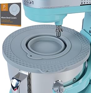 Couvercle en silicone pour bol de mélangeur compatible avec les mélangeurs sur socle KitchenAid de 6 à 7 quarts, couvercle de bol anti-poussière et anti-éclaboussures (Gris)