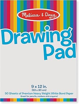 Melissa & Doug Drawing Pad (9 x 12 inches) with 50 Sheets of White Bond Paper
