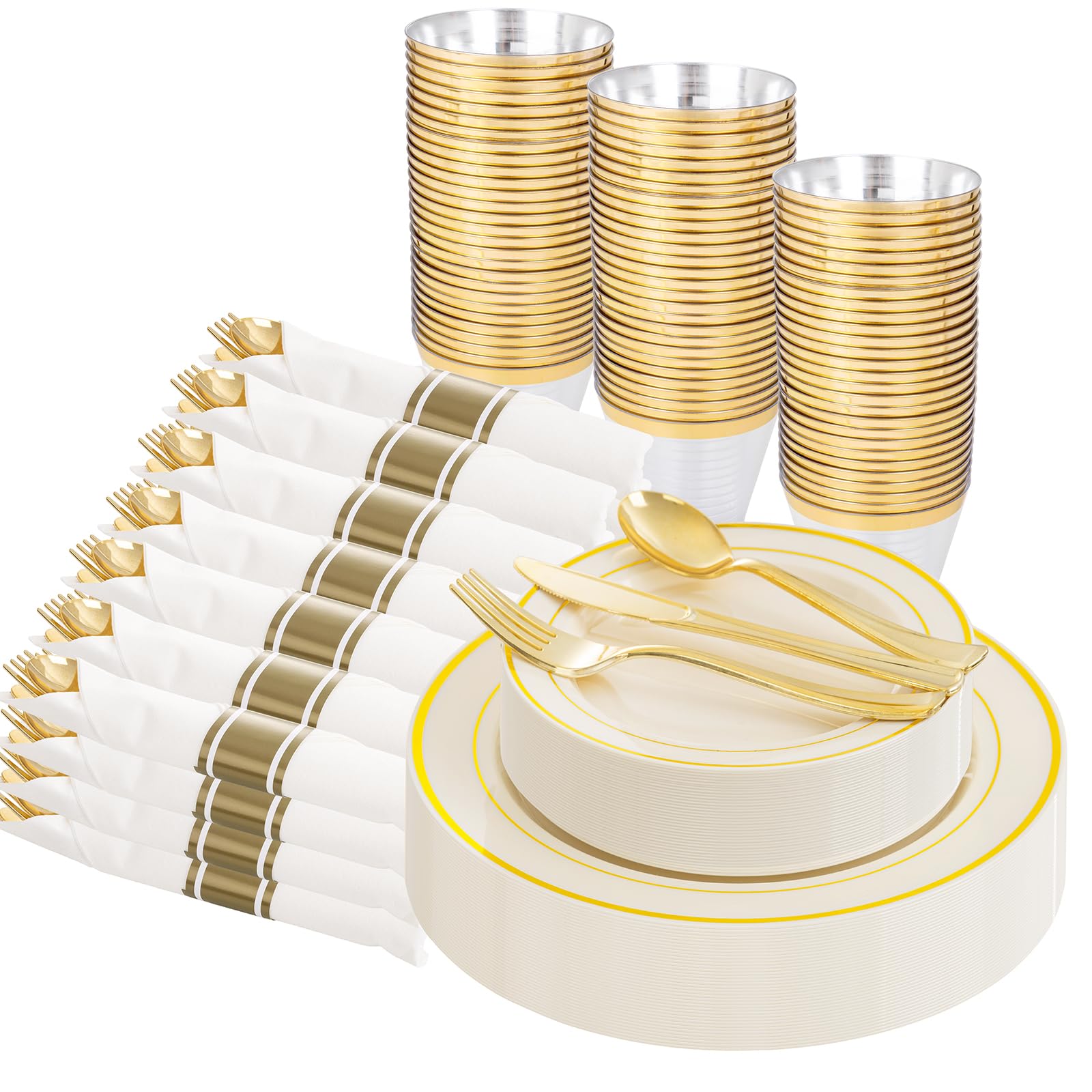 WELLIFE Disposable Plates & Cutlery Set - 350 Piece -23