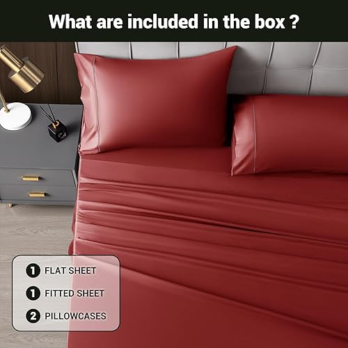 Miniatura 7 de Shilucheng Juego de sábanas de 6 piezas, rayón derivado de bambú, sábanas refrescantes y transpirables, sábanas y fundas de almohada sedosas,