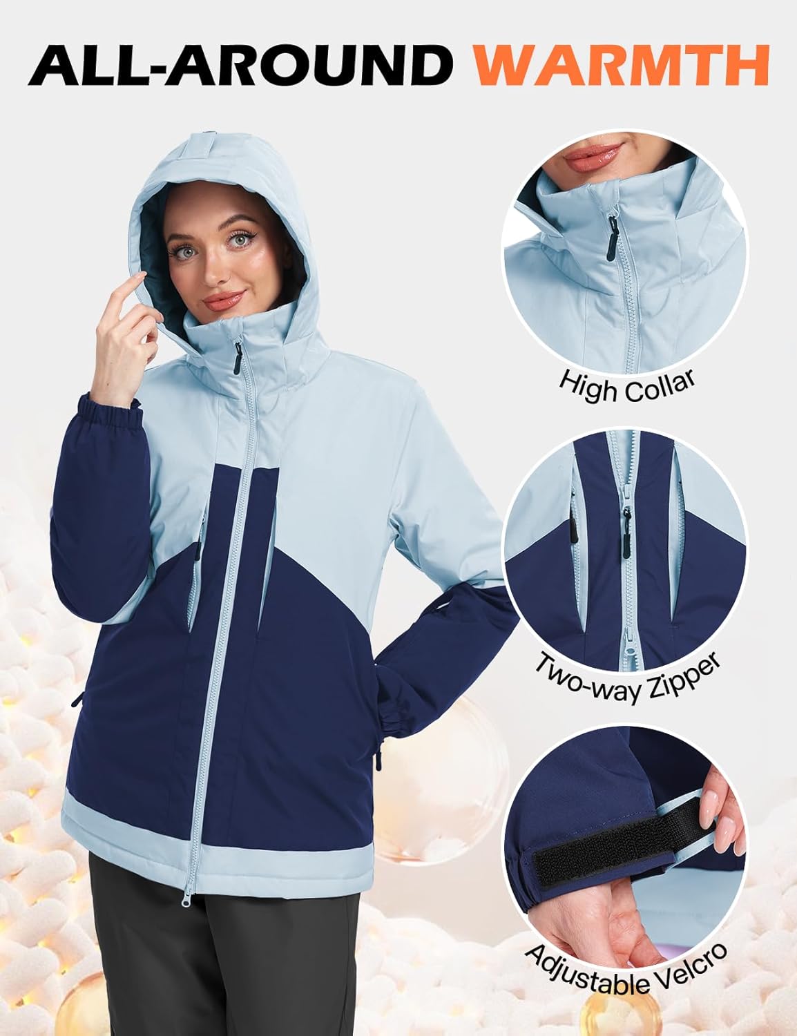 GEMYSE Women's Ski Jacket Waterproof Snow Jacket Windproof Warm Winter Coat Hooded Snowboarding Windbreaker - Image 5