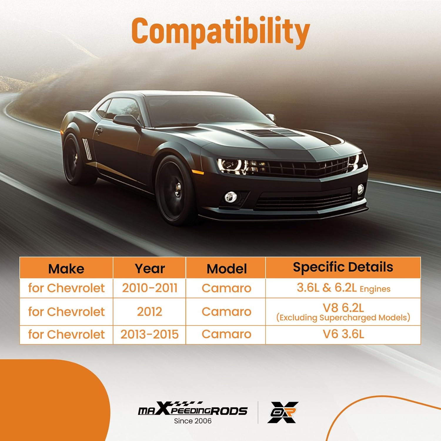 maXpeedingrods 10Pc Front Lower Forward Rearward Control Arm for Chevy Camaro 2010-2015, Suspension Kit Control Arm w/Ball Joint Sway Bar Link Tie Rod End, Replace K621478 K621479 K621480 K621481