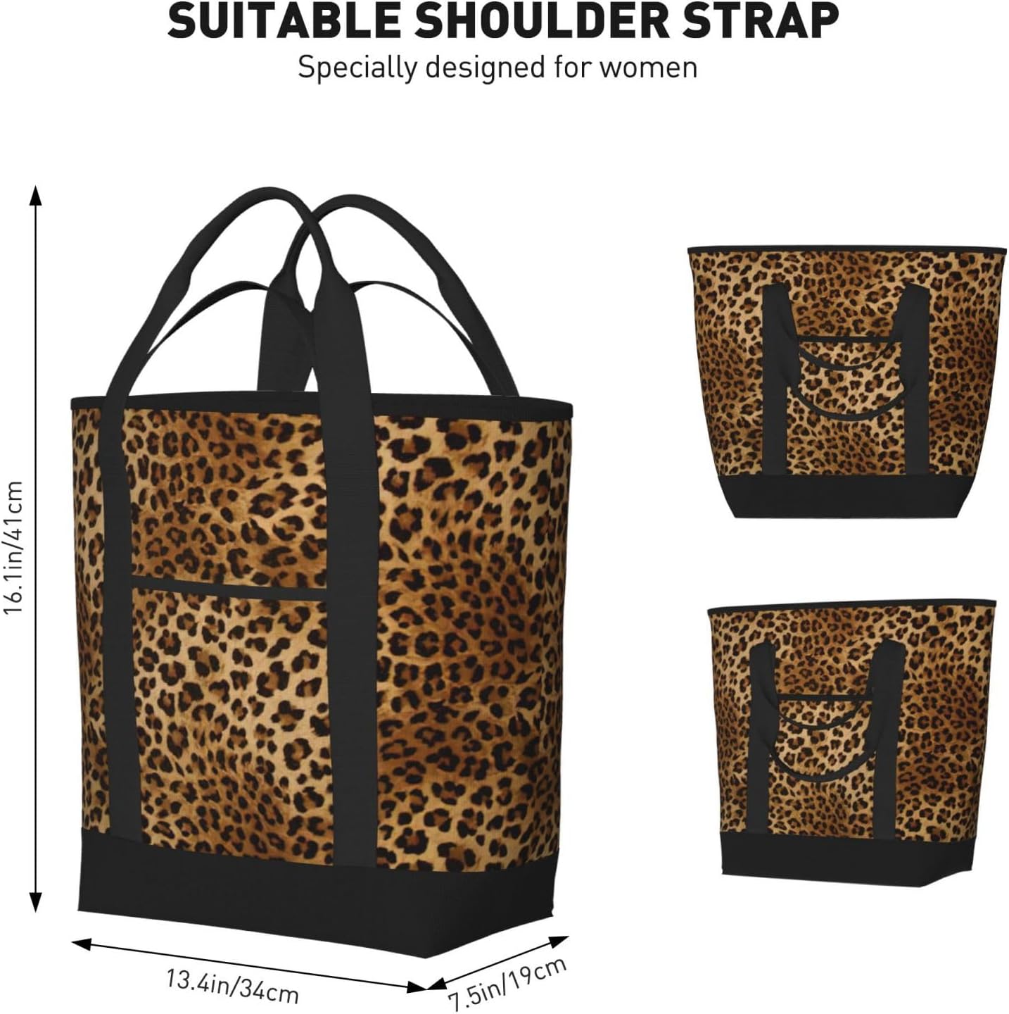 Cute Leopard Print Large Cooler Bag Tote Bag,Reusable Grocery Bag,Lunch Box Bag, For Picnic Beach Camping