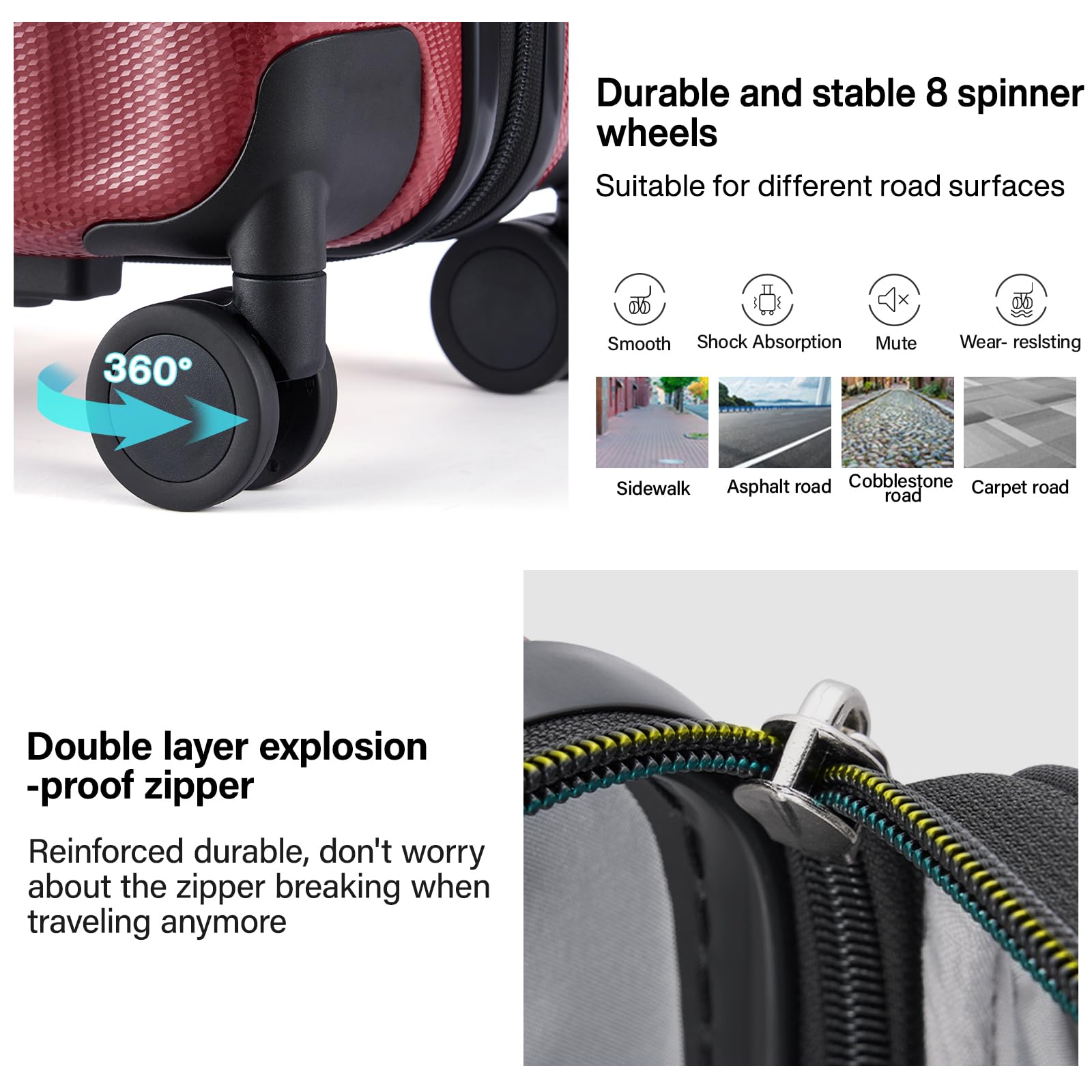 Hanke 29 Inch Expandable Checked Luggage Lightweight PC Hard Shell Luggage Suitcases with Wheels Tsa Luggage Rolling Large Suitcase Travel Luggage Bag for Study Abroad(Burgundy)