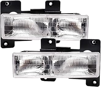 2Pcs Headlights Assembly compatible with 1988-2002 OBS Chevy Silverado GMC 1500 2500 3500 Suburban,1992-1999 Blazer,1995-2000 Tahoe Headlamp, Replace #GM2502101 GM2503101