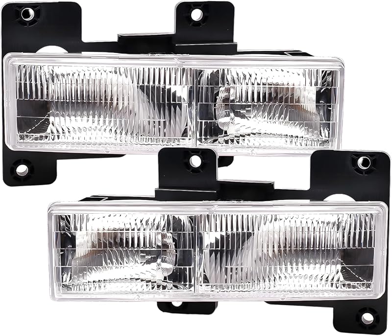 Conjunto de faróis dianteiros corkiauto para Chevy GMC C/K, Silverado, Suburban, Tahoe e Yukon – Par