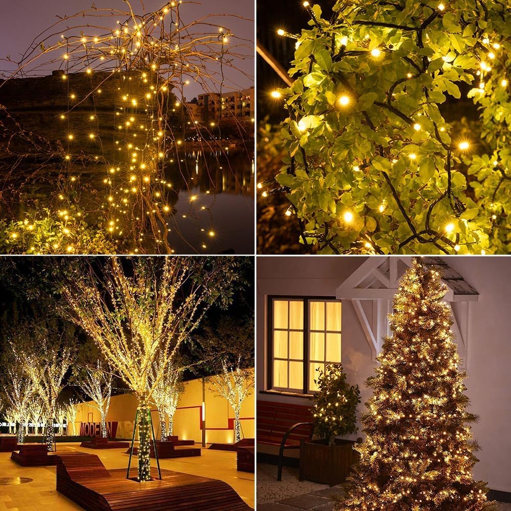 Solar String Lights for Outside High Bright Outdoor Waterproof Solar Powered String Lights with Remote for Tree Garden Backyard Patio Porch (Warm White, 100FT 300 LED)