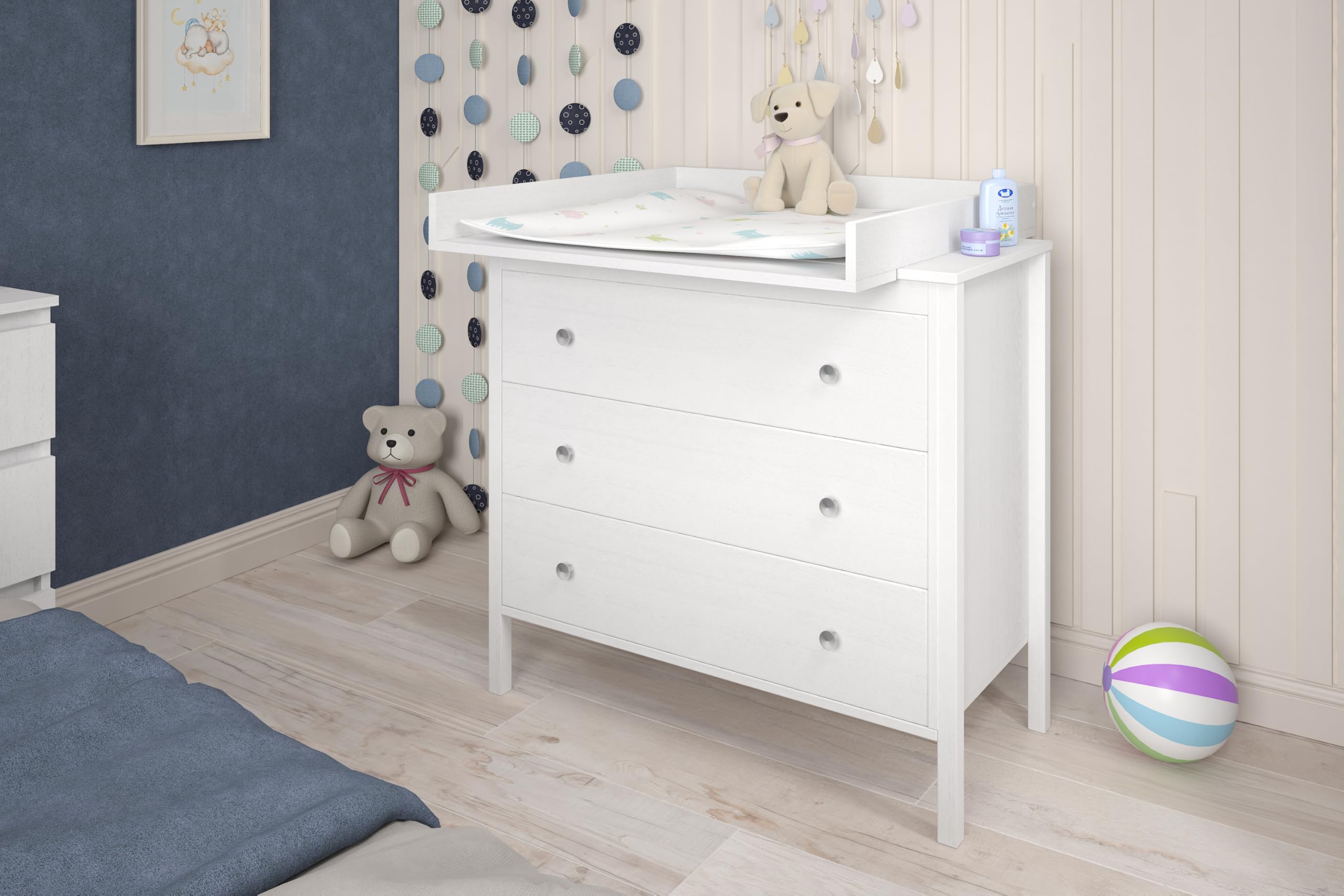 Shefa Kids 801 Universal Wickelaufsatz kompatibel mit Kommoden Malm, Hemnes und Nordli Serie, weiß