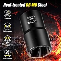 Vista 6 de Topec 6 herramientas de extracción de tuercas de llanta, kit de extracción de bloqueo de rueda motriz de 1/2 pulgada, removedor de tuercas peladas