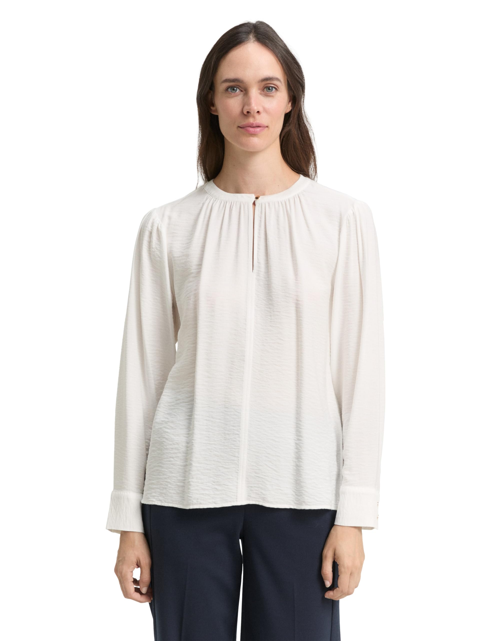 TOM TAILOR Damen Crinkle Bluse mit Raffungen