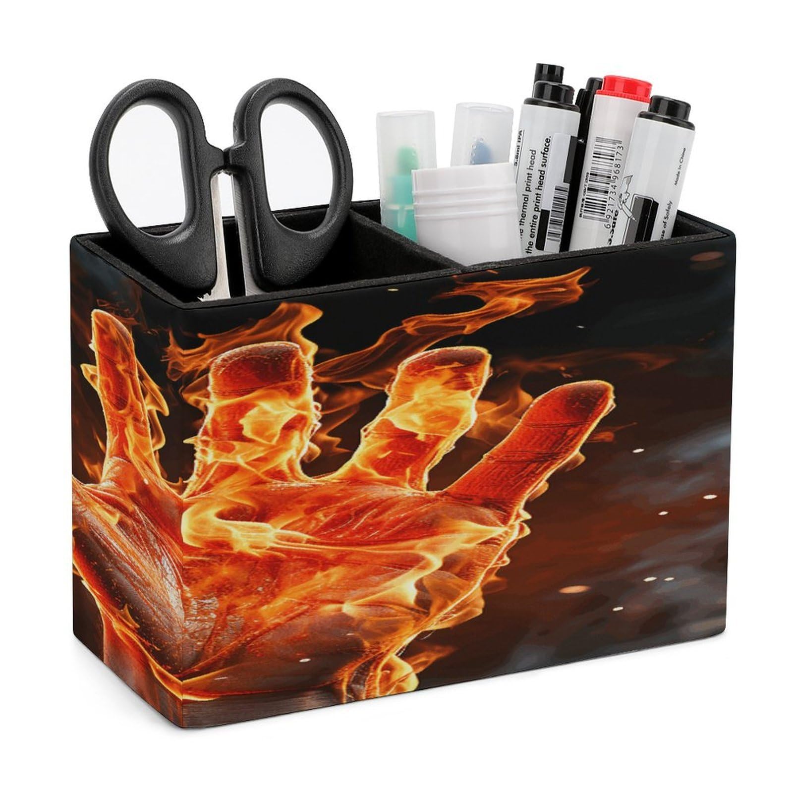 Porte-stylos en cuir flamme de feu pour étude et vie quotidienne