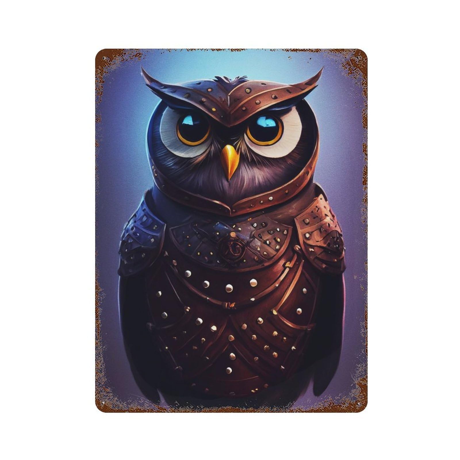 Rust Effect The Owl Fantasy Weathered Tin Sign 15.7"x11.8", Farmhouse Wall Decor for Farmhouse, Kitchen And Entryway Decor