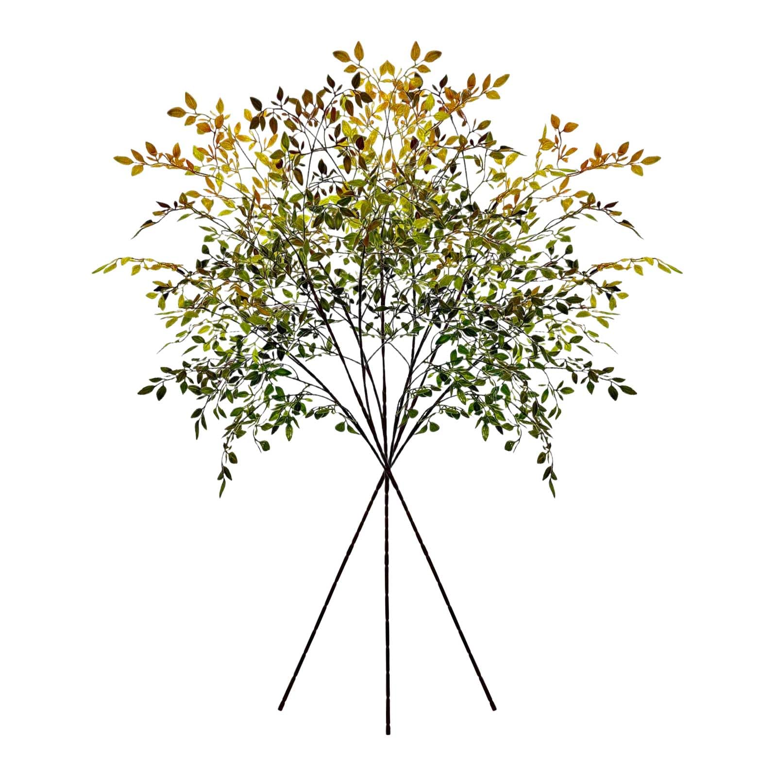 Künstliche Zweige, 110 cm, künstliche Nandina-Zweige, künstlicher Kunststoff, hoher Stiel, Herbstpflanzen für drinnen und draußen, Tischdekoration, Kamin, Halloween, Heimdekoration, Grün, Orange, 3