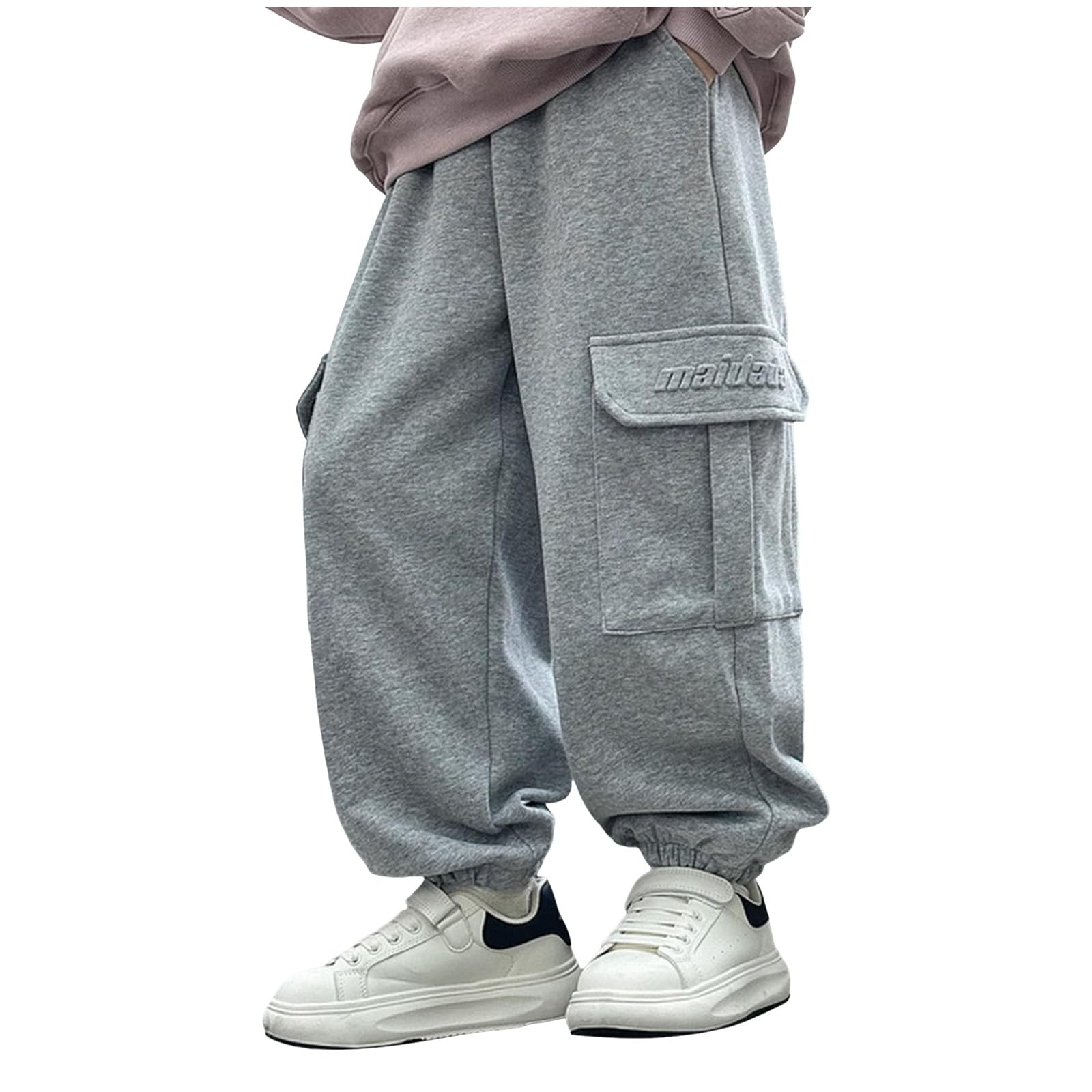 Pantalones De Chándal Para Niños Moda Ancho Sudaderas De Chándal Baggy Ligero Color Sólido Pantalones Deportivos Con Bolsillos