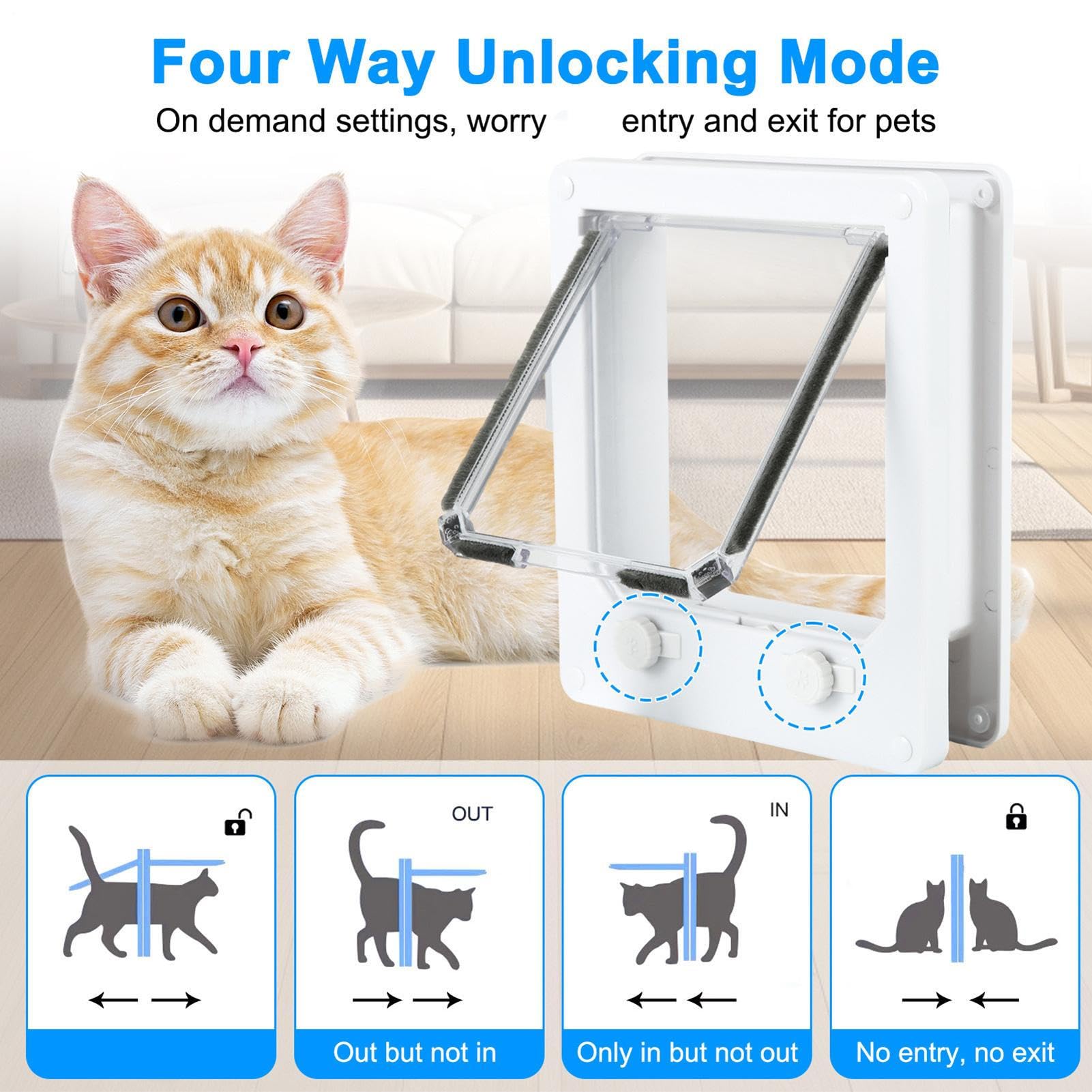 Châtière Grande Taille – Porte ABS Sécurisée Verrouillable pour Gros Chats Et Petits Chiens | Clapets De Sécurité À Double Battant Et Accès Bidirectionnel | Trappe Animaux Installation Facile
