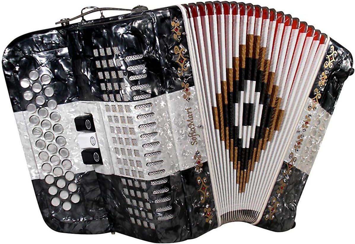SofiaMari SM-3412 34-Button 12 Bass Accordion FBE Gray/White/Gray