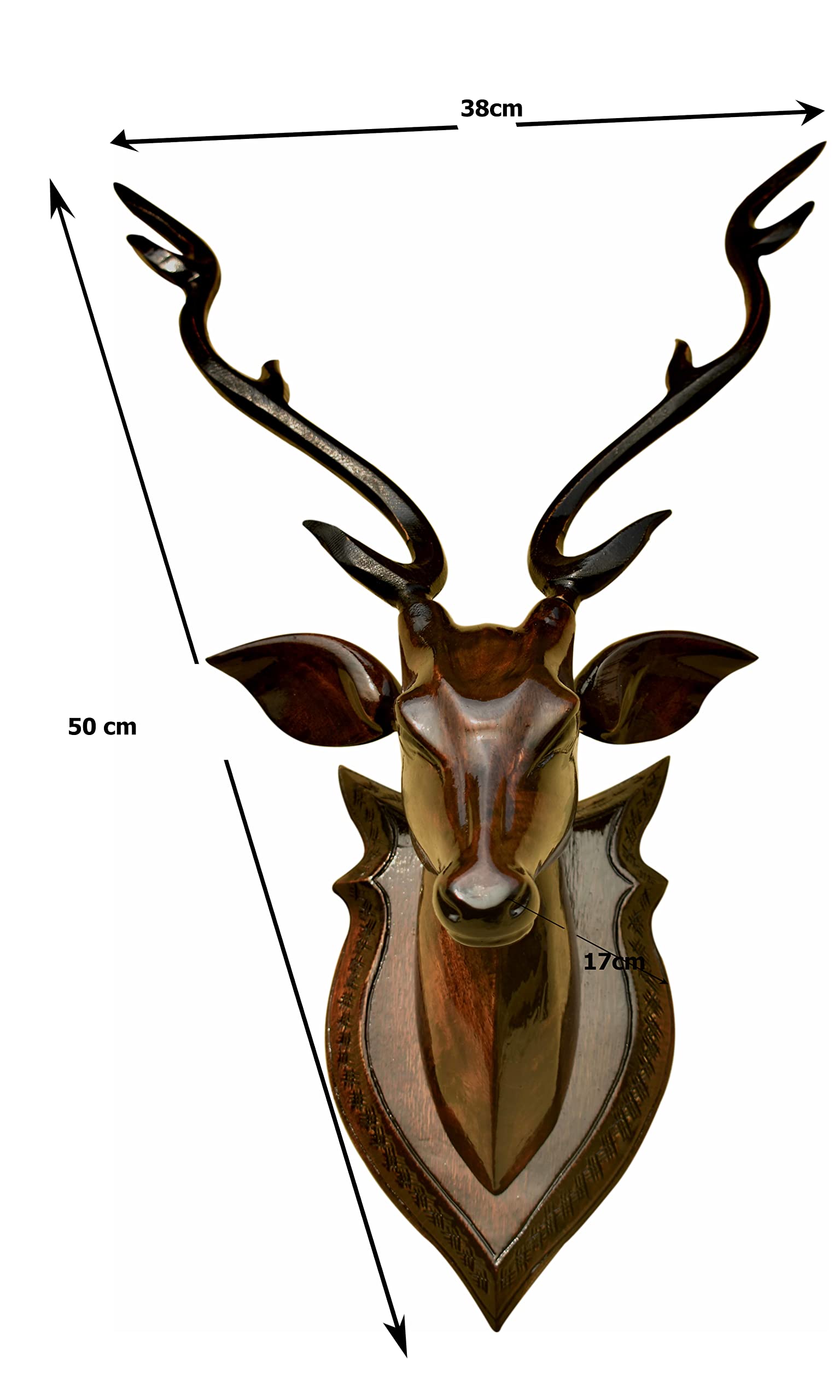 Rustic Deer Head Wall Decor - Handmade Wooden Showpiece -4
