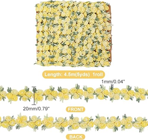 Miniatura 9 de PH PandaHall Cinta de poliéster con borde de encaje floral de 5 yardas, adorno bordado para apliques de boda, costura artesanal, tapicería, cortina