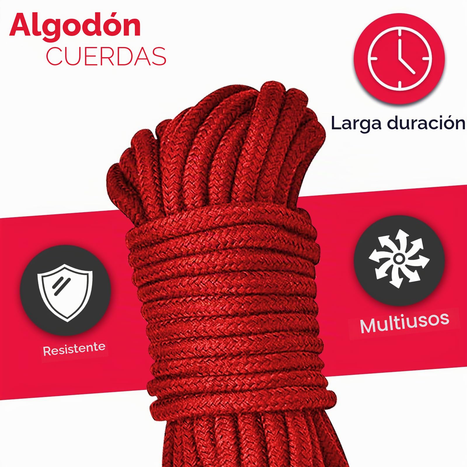 Kit de Cuerdas Sexo Bondage BDSM - 3x10M 8MM Cuerda de Algodón Shibari Cuerda Sexo para BDSM Principiantes, Kit de Ataduras Sexo SM Juguetes Sexuales para Mujeres Parejas(Negro+Rojo+Amarillo)