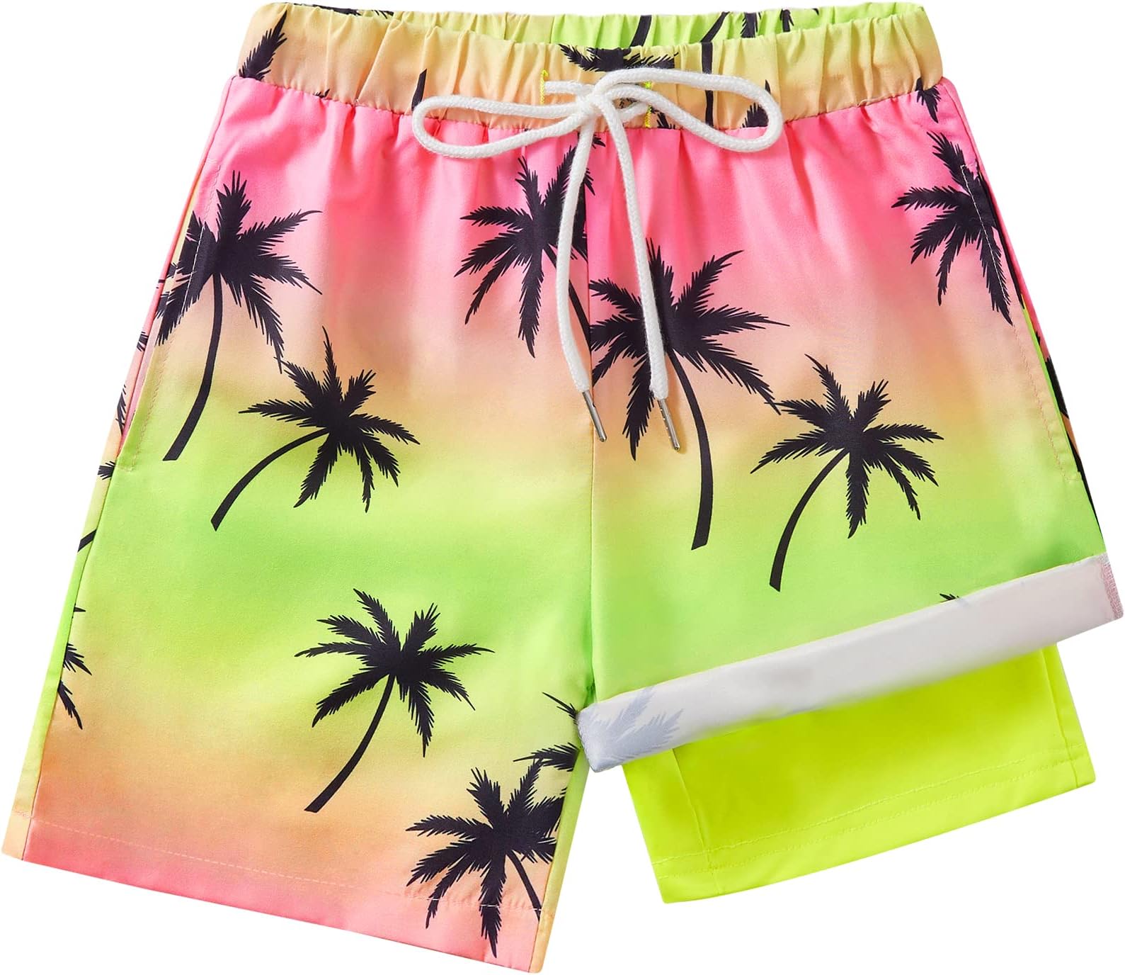 EFINNYBoys Swim Trunks with Compression Liner Double Layer Beach Surf Swim Shorts Quick Dry Anti Chafe Boxer Brief Swimwear