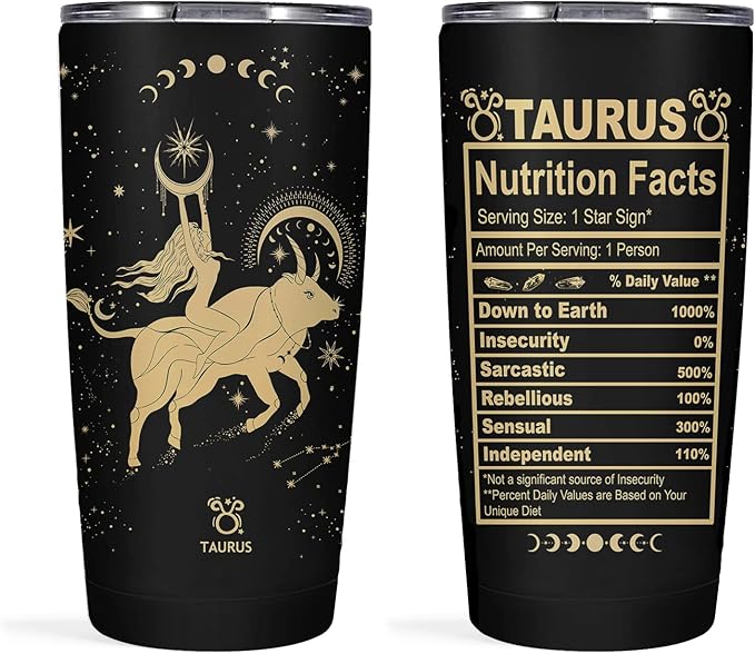 Taurus Zodiac Gifts: Gothic Witchy 20oz Stainless Steel Insulated Constellation Tumbler