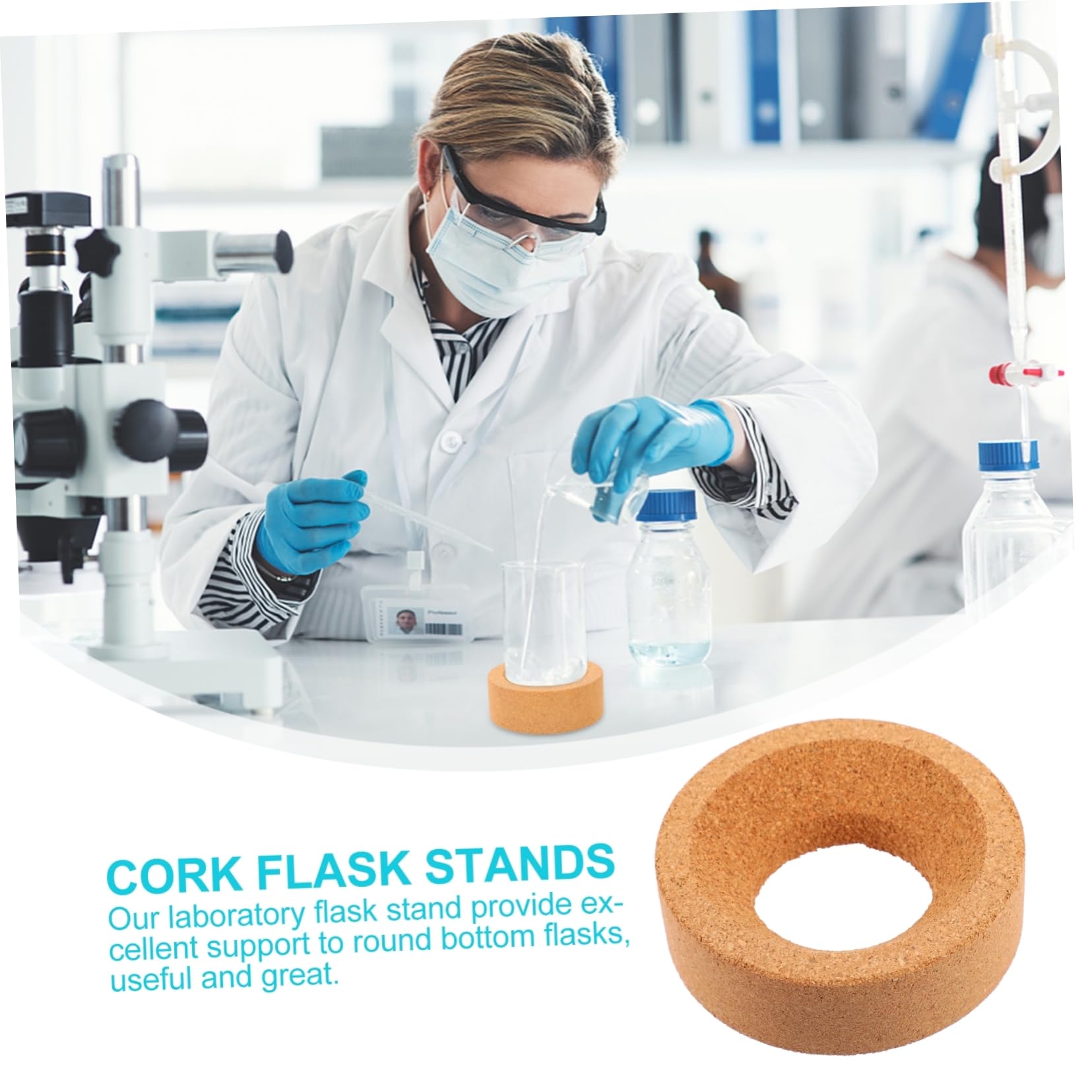 OUNONA Lot de 2 Supports de Flacons en Liège Supports de Base de Flacons de Laboratoire de Flacon Résistants à La Chaleur - Corrosifs 2 Pièces