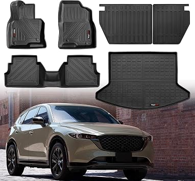 for 2017-2024 2025 Mazda CX-5 Floor Mats Trunk Cargo Liner Rear Seat Backrest Mat Full Set All Weather TPE Car Mat Fit Mazda CX5 Accessories Full Set 8 PCS