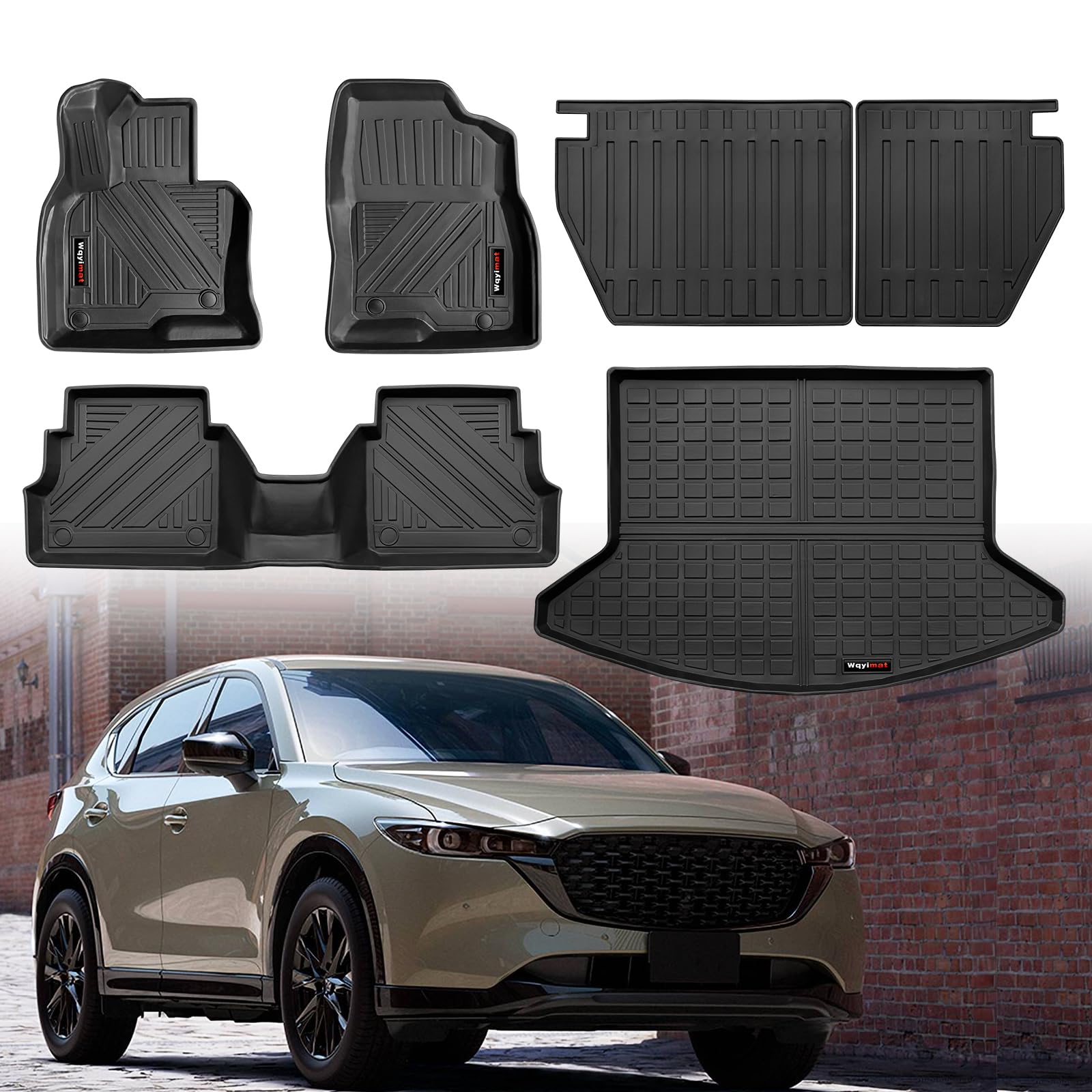 for 2017-2024 Mazda CX-5 Floor Mats Trunk Cargo Liner Rear Seat Backrest Mat Full Set All Weather TPE Car Mat Fit Mazda CX5 Accessories (Full Set 8 PCS)