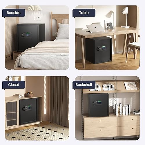 Miniatura 6 de Grimtron Caja fuerte para pistola (1.72 pies cúbicos) para múltiples estantes de pistolas y organizador de puertas, caja de dinero con modo