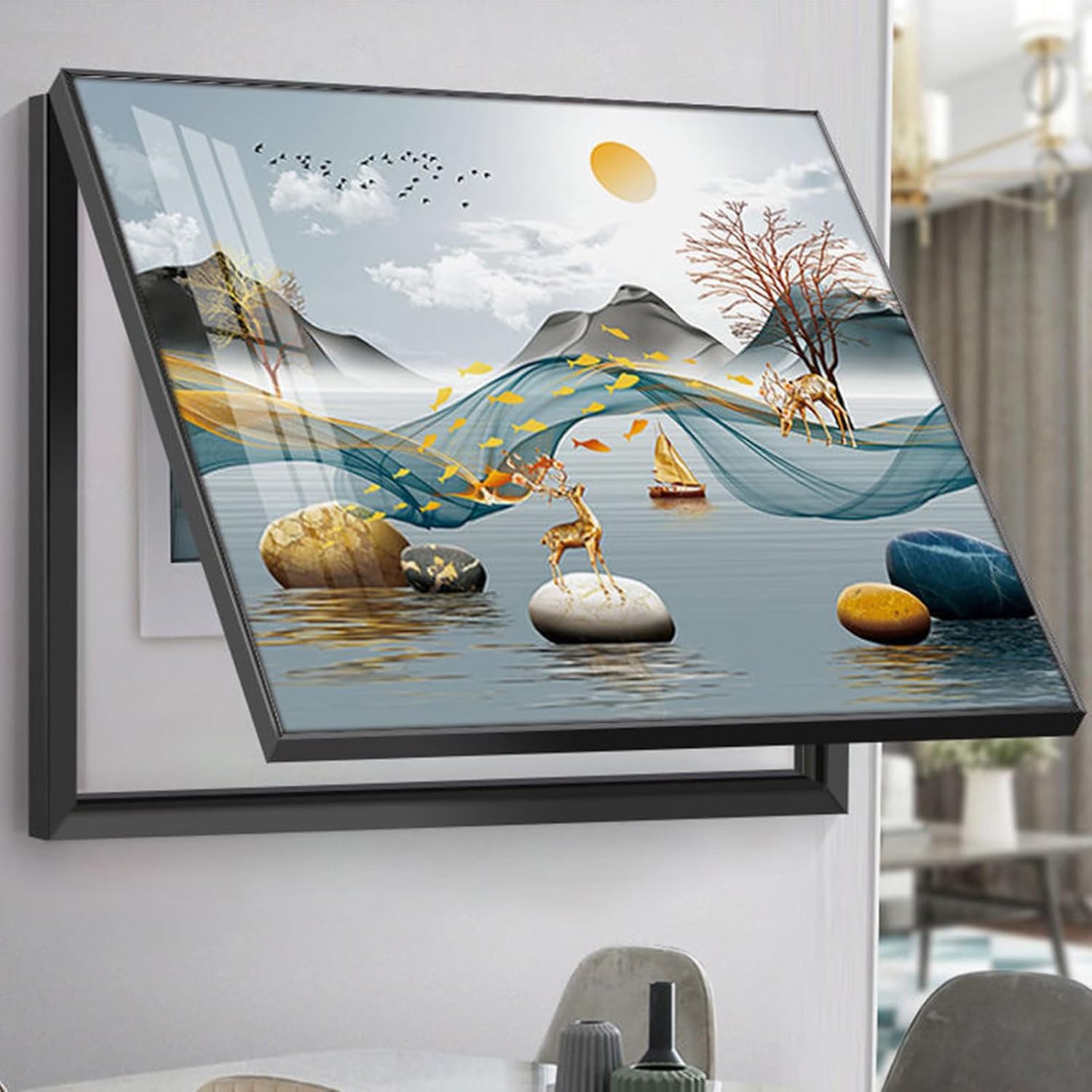 Compteur électrique d'intérieur dissimulé par un panneau de décoration murale amovible